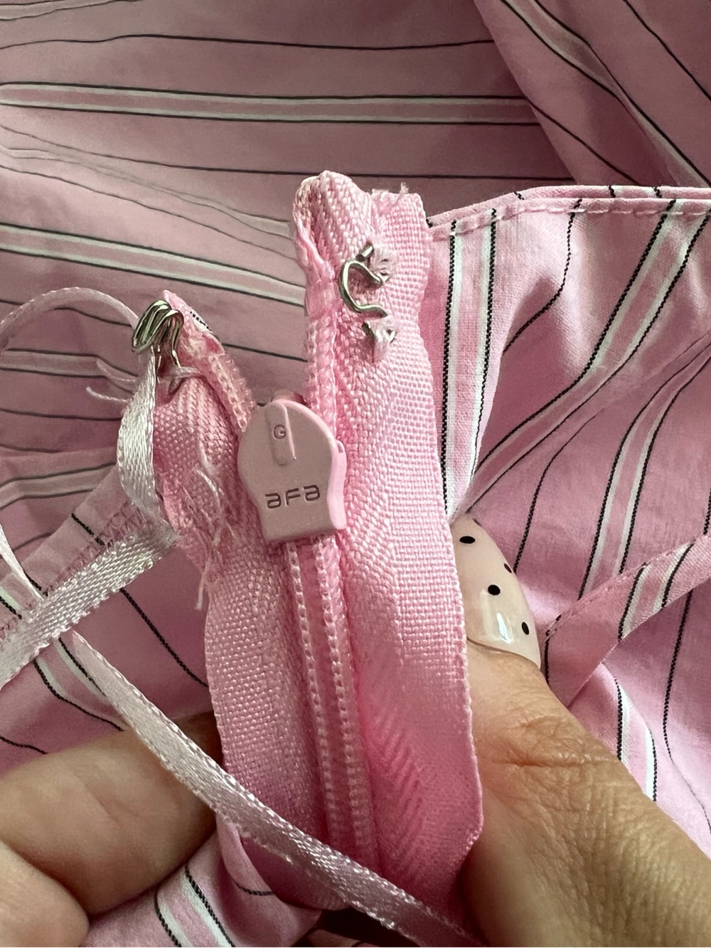 Maeve Pink Striped Fit & Flare Midi Dress Smocked Back Size M - Picture 9 of 11